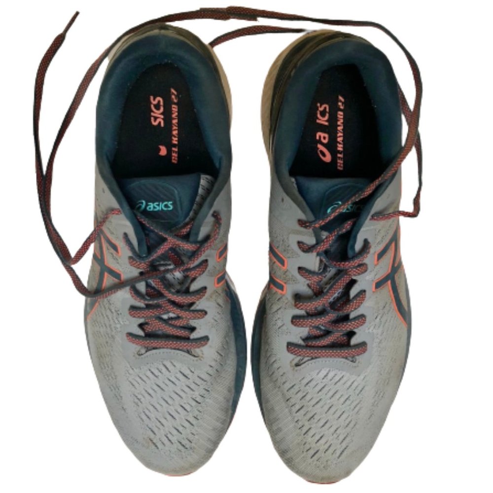 ASICS Gel-Kayano 27 Men's Flyte Foam Athletic Shoes Grey & Blue 11.5